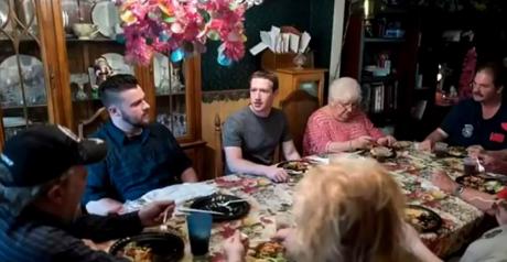 Mark Zuckerberg visiting Daniel Moore, an employee of NLMK Pennsylvania