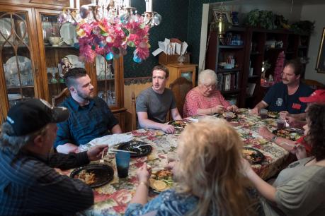Mark Zuckerberg visiting Daniel Moore, an employee of NLMK Pennsylvania. Photos from Mark Zuckerberg's Facebook page